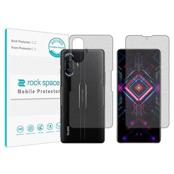 گلس صفحه نمایش و پشت گوشی شیائومی Redmi K40 Gaming مدل نانو هیدروژل مات برند راک اسپیس کدSS