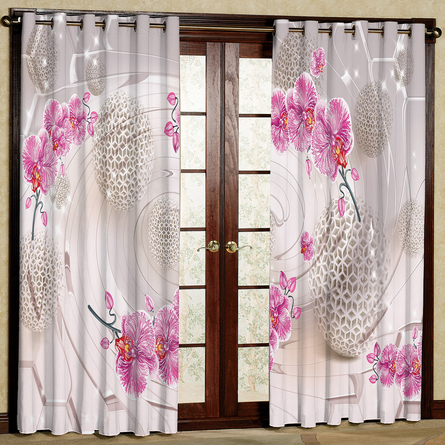  پرده مدل گل دار مخمل پانچی کد 1342 سایز 140x280 سانتی متر