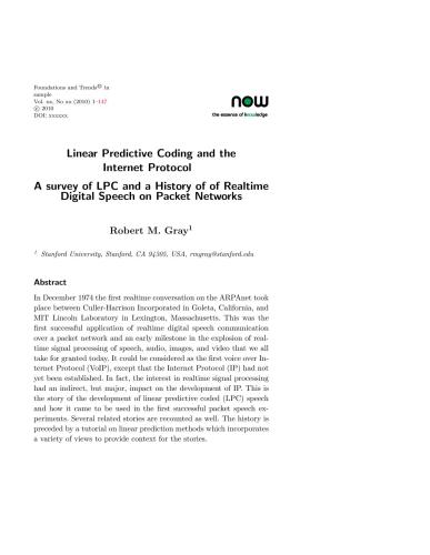 خرید و دانلود نسخه کامل کتاب Linear Predictive Coding and the Internet Protocol