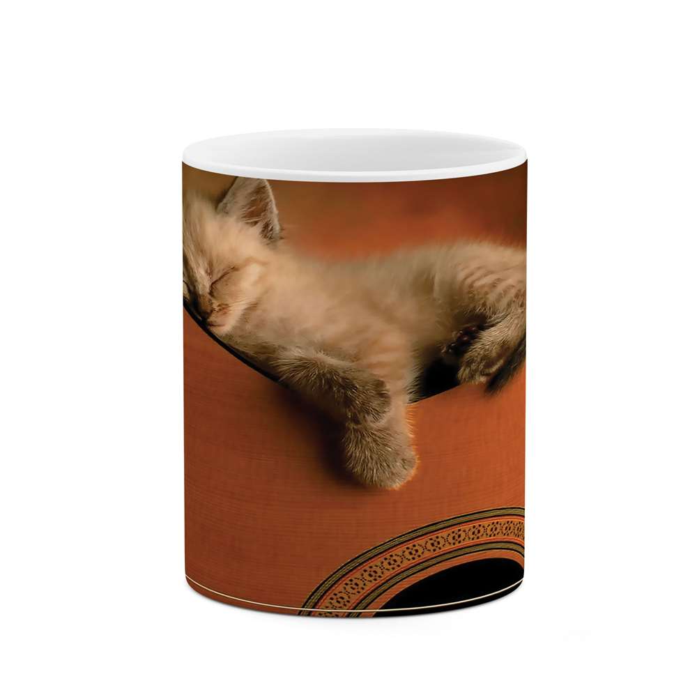 ماگ طرح گربه و گیتار مدل 04303