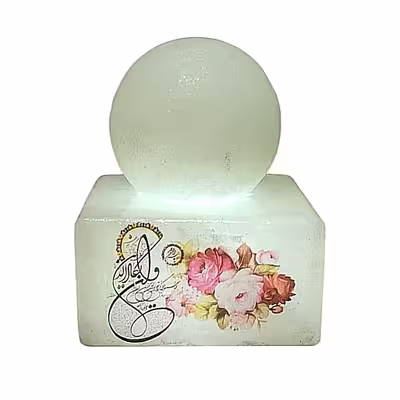 آباژور سنگ نمک مدل گوی و مکعب طرح آیه دار کد 431