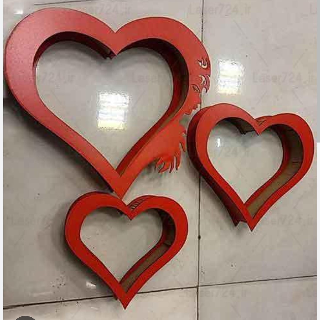 دکوری قلب سه تایی چوبی