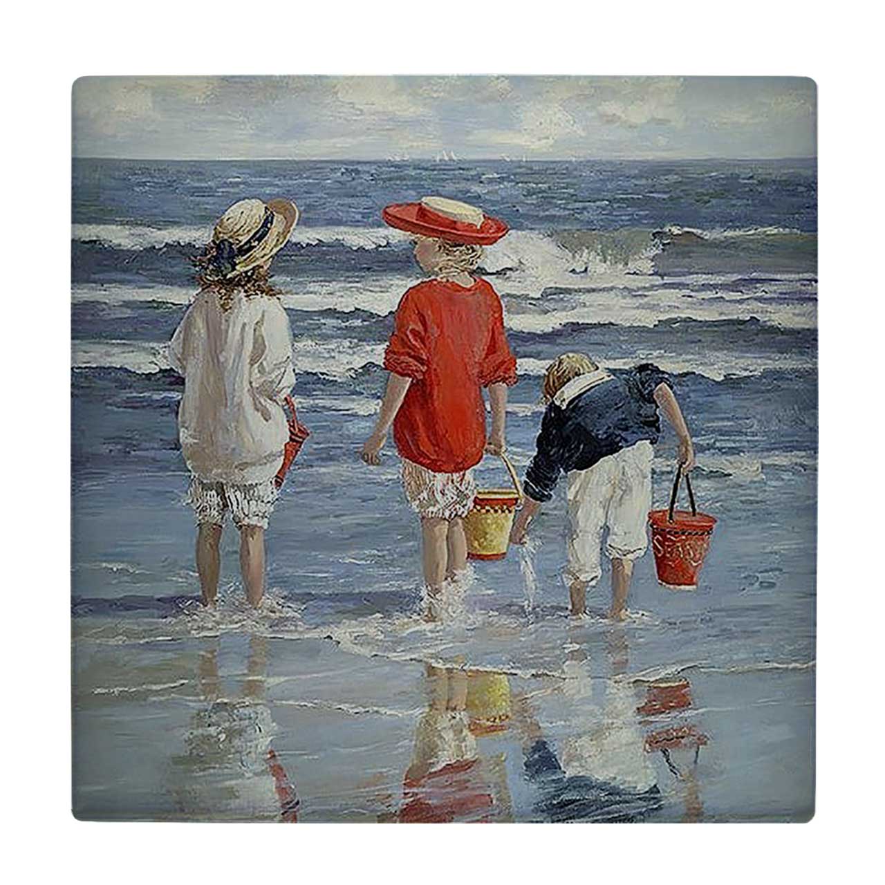 کاشی کارنیلا طرح کودکان کنار ساحل دریا کد wkk3411