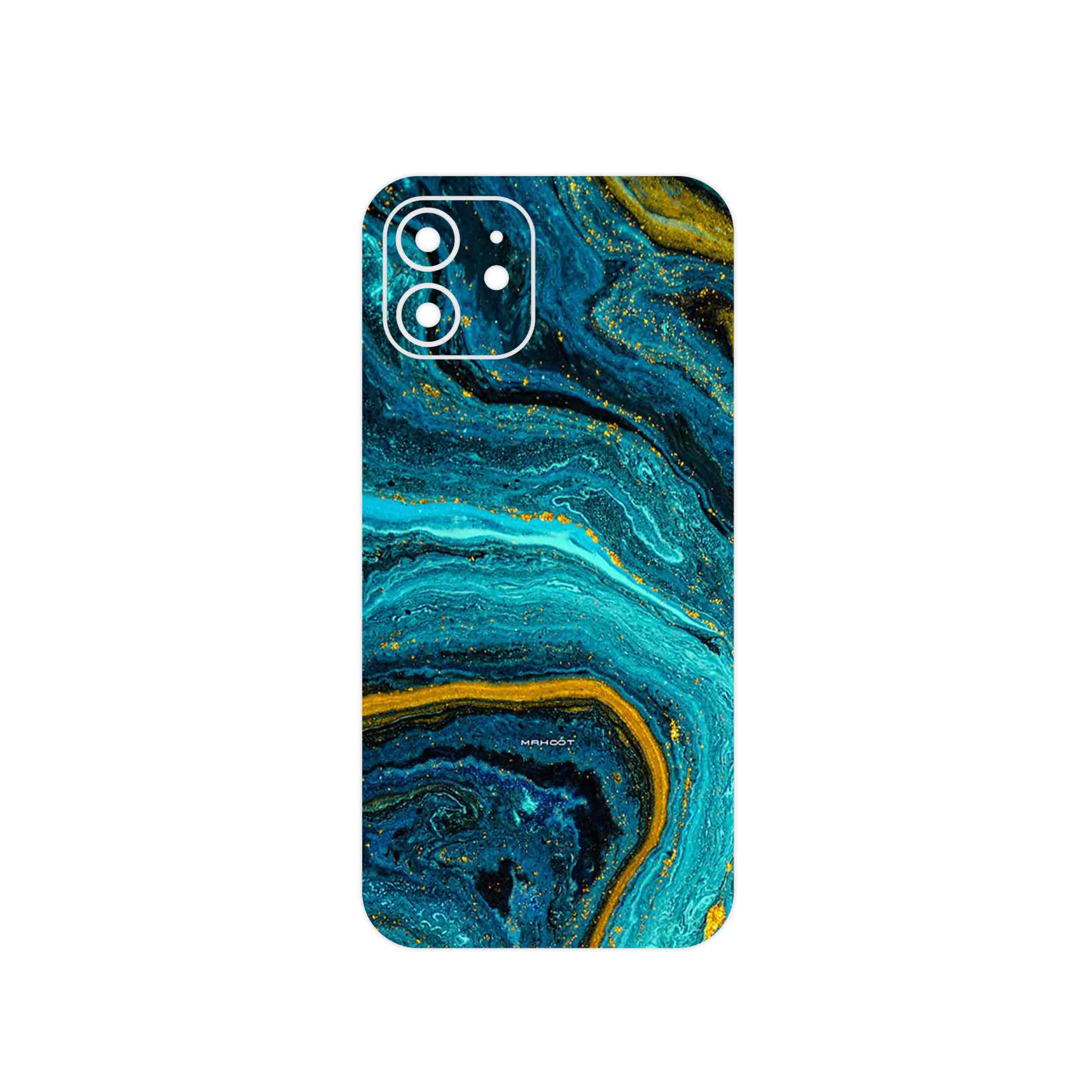 برچسب پوششی ماهوت مدل Turquoise marblewith golden streaks مناسب برای گوشی موبایل اپل iPhone 12
