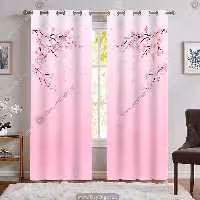 پرده اتاق خواب طرح ساده شکوفه با زمینه صورتی روشن WA-2431