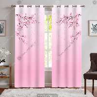 پرده اتاق خواب طرح ساده شکوفه با زمینه صورتی روشن WA-2431