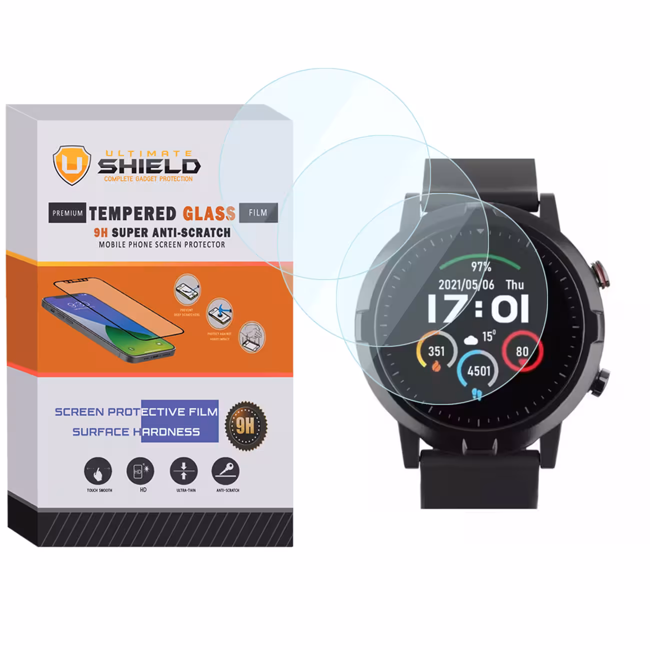 محافظ صفحه نمایش آلتیمیت شیلد مدل SH-UL مناسب برای ساعت هوشمند هایلو LS05S بسته سه عددی