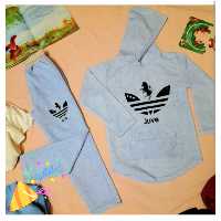 هودی شلوار  بچگانه اسپرت adidassرنگی ملانژ  سایز 50 55 60 مناسب 6 تا11 سال درغرفه ی مشهد مال  باسلام 