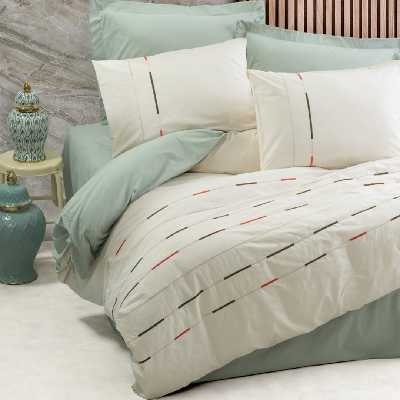 سرویس روتختی کاتن باکس مدل Brode ivory Yesil دو نفره 6 تکه