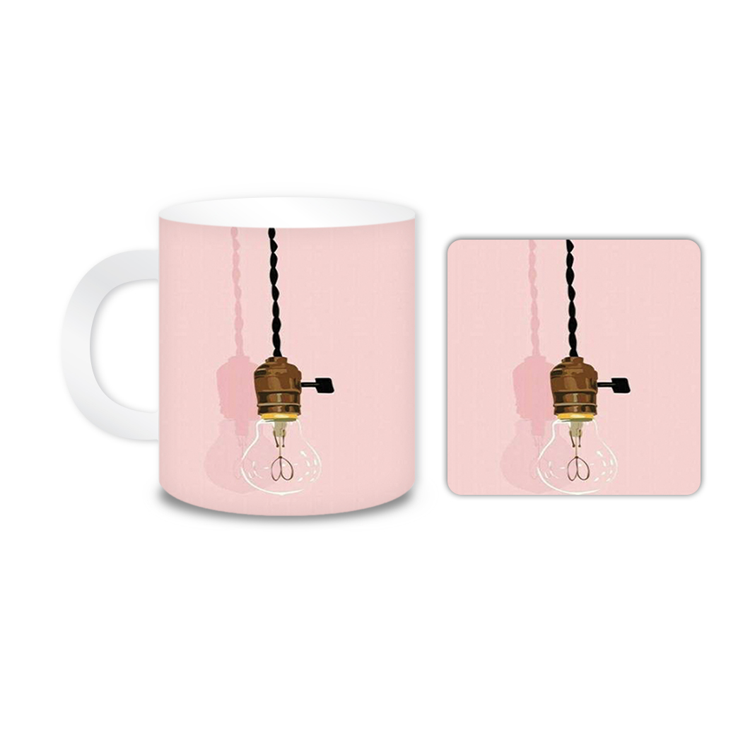 ماگ مدل لامپ کد 1084 به همراه زیر لیوانی