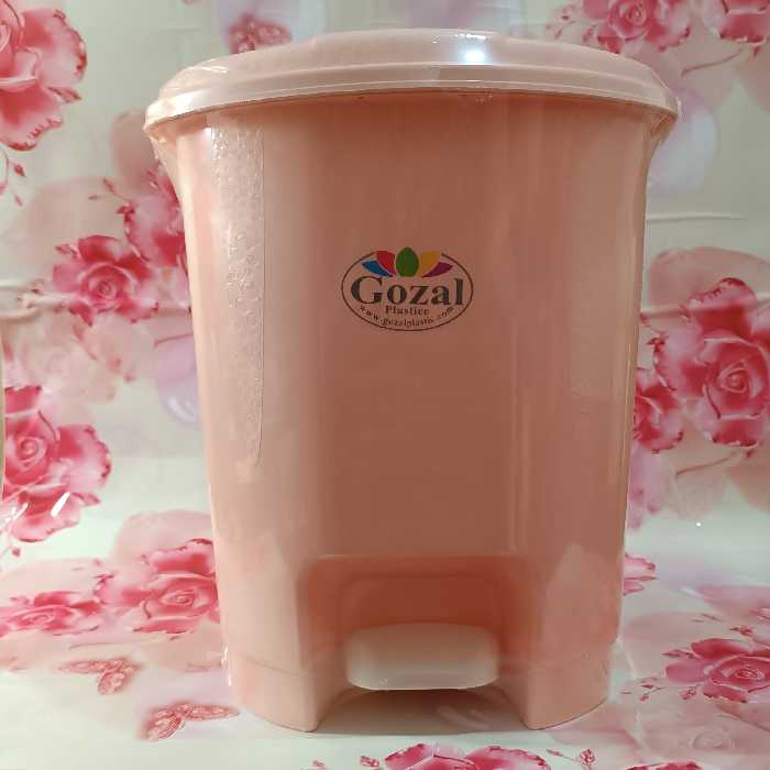 سطل زباله پدالی، سایز متوسط، رنگ صورتی، ارتفاع 30 قطر 25
