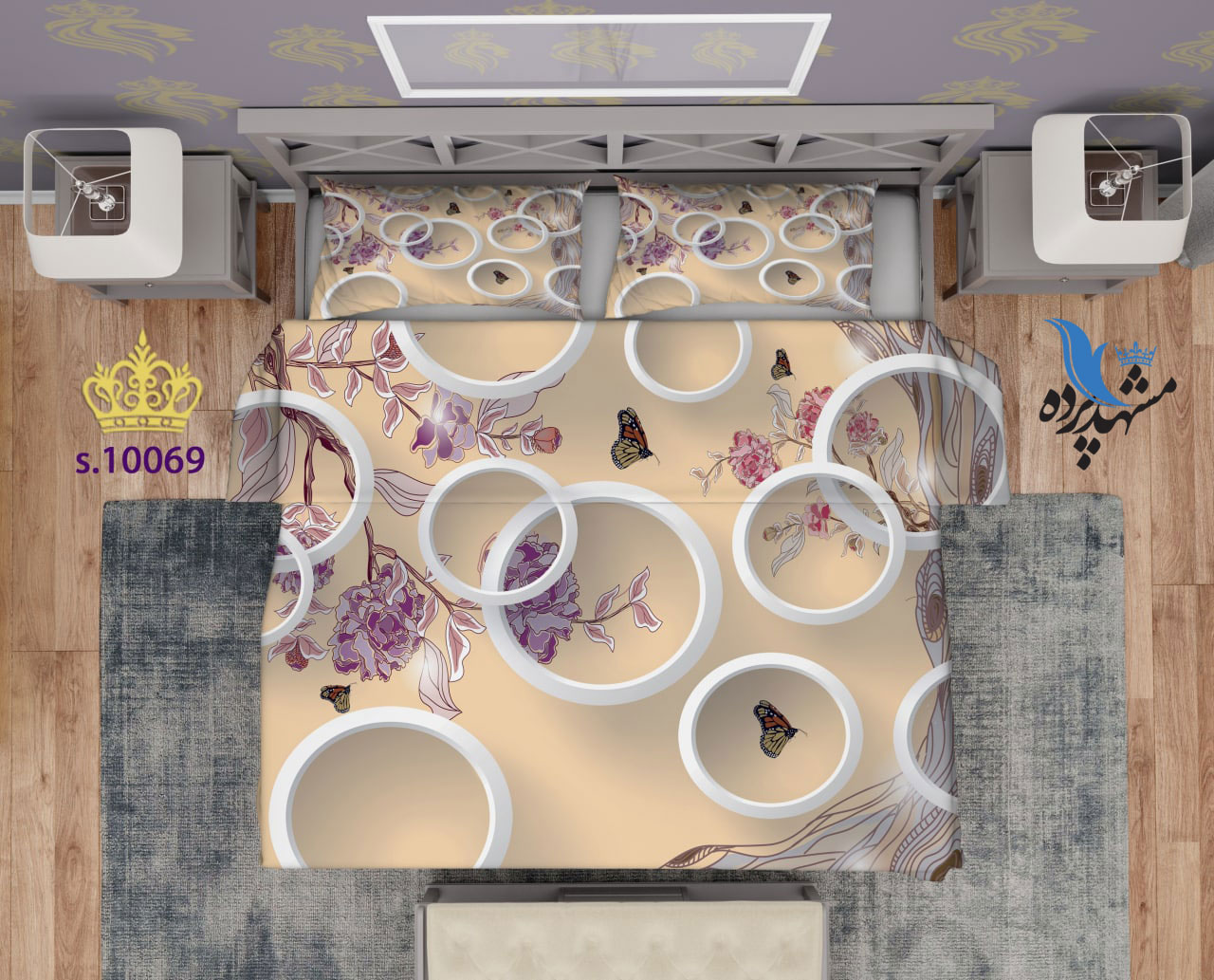 ست روتختی دو نفره طرح فانتزی حلقه S10069