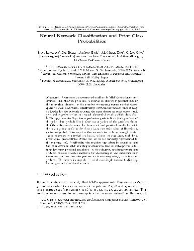 خرید و دانلود نسخه کامل کتاب Neural Network Classification and Prior Class Probabilities. State of the Art Surveys (Article)