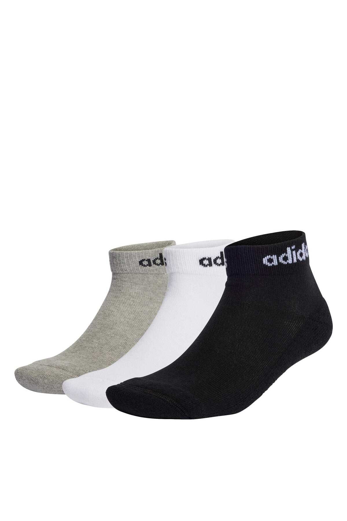 جوراب مشکی مردانه و زنانه های مچ پا خطی کوسن 3 دوبله adidas