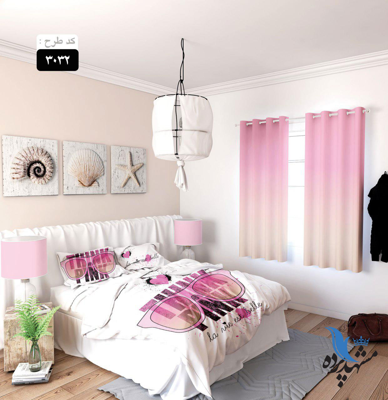 پرده پانچ اتاق خواب طرح فانتزی کد 3032