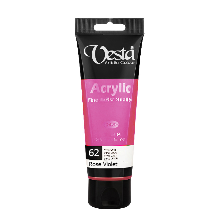 رنگ اکریلیک تکی وستا Rose Violet 62 حجم 75 میلی لیتر