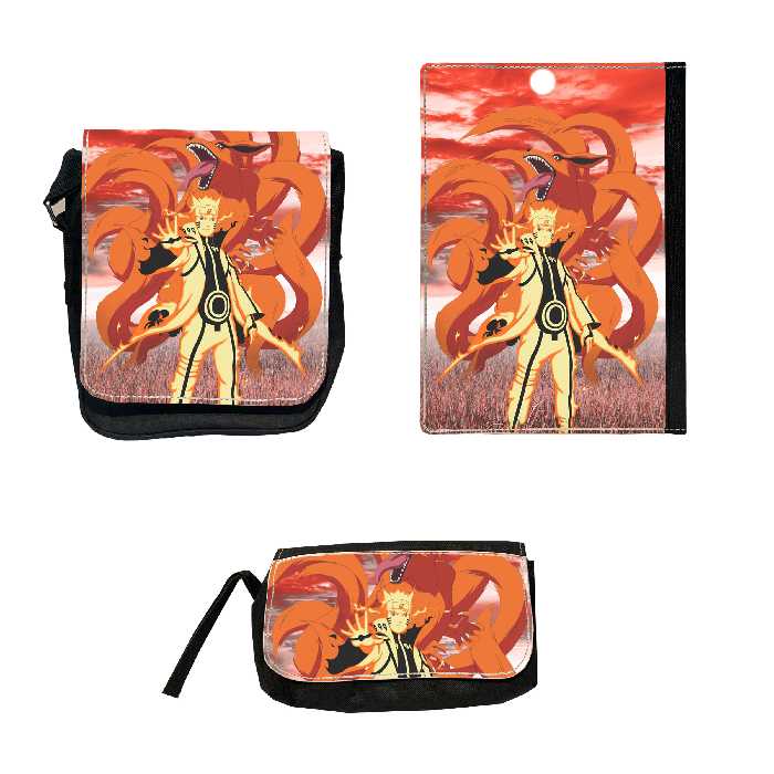 کلاسور مدل Naruto Shippuden به همراه کیف پاسپورتی و جامدادی