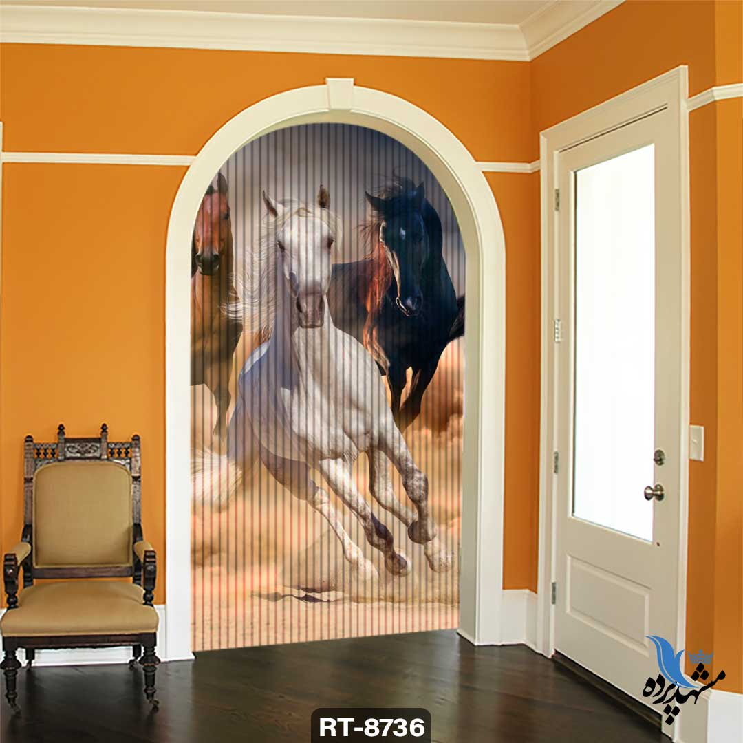 پرده شرشره تصویری طرح اسب های دونده RT8736