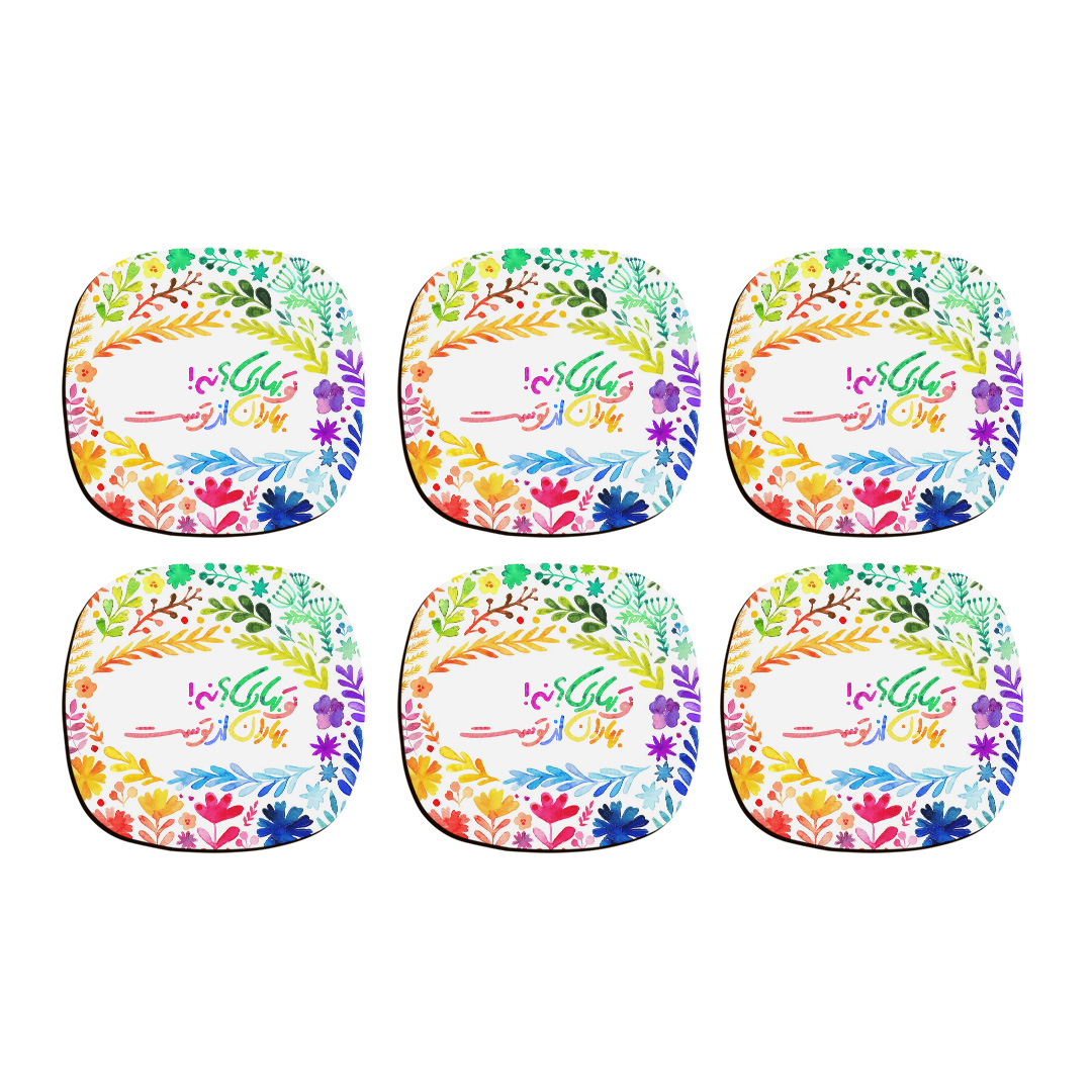 زیر لیوانی ترمه طراحان ایده مدل بهاران از توست کد trm208 بسته 6 عددی