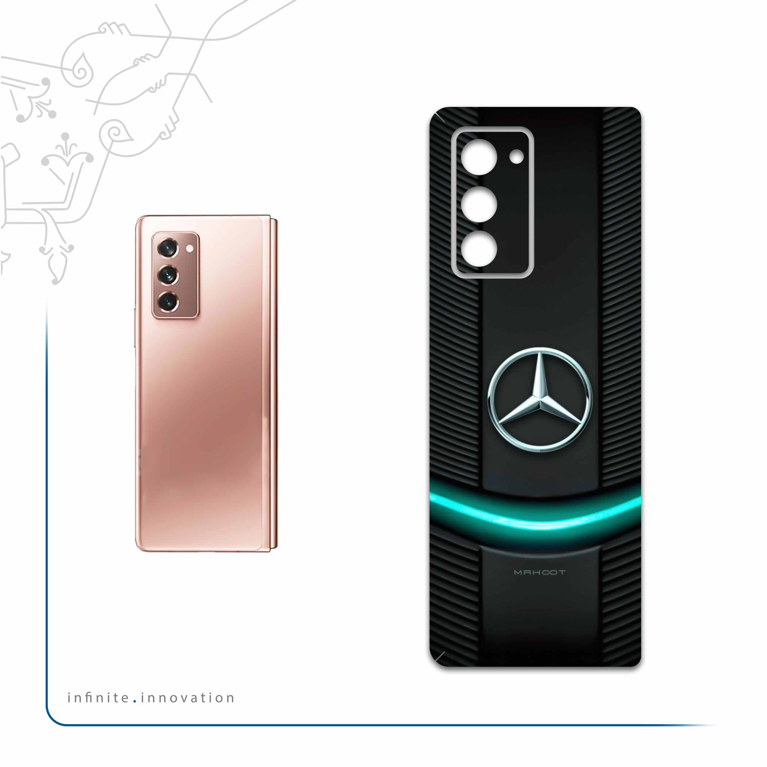 برچسب پوششی ماهوت مدل Mercedes-Benz مناسب برای گوشی موبایل سامسونگ Galaxy Z FOLD 2