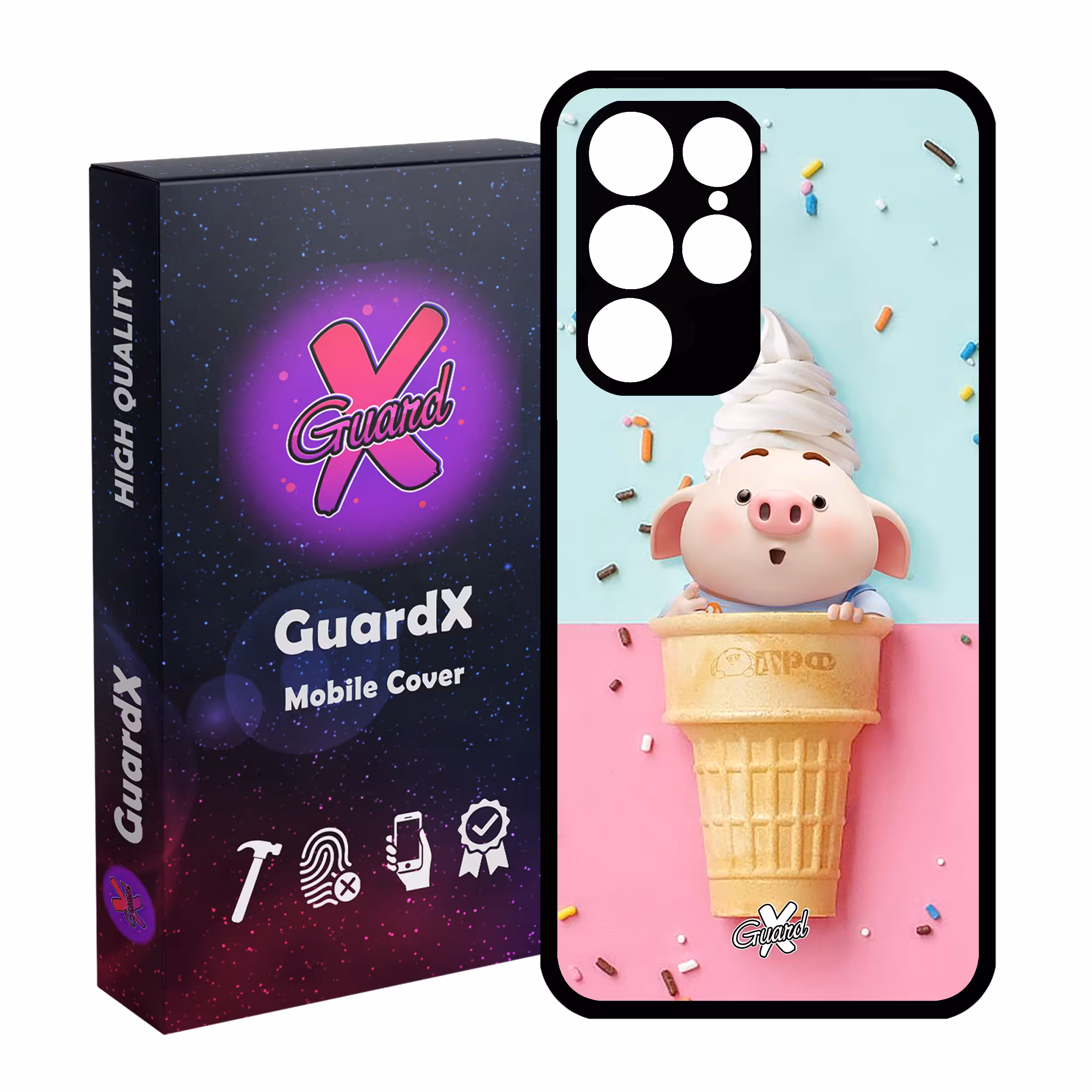 کاور گارد ایکس طرح Pig مدل Glass10026 مناسب برای گوشی موبایل سامسونگ Galaxy S22 Ultra