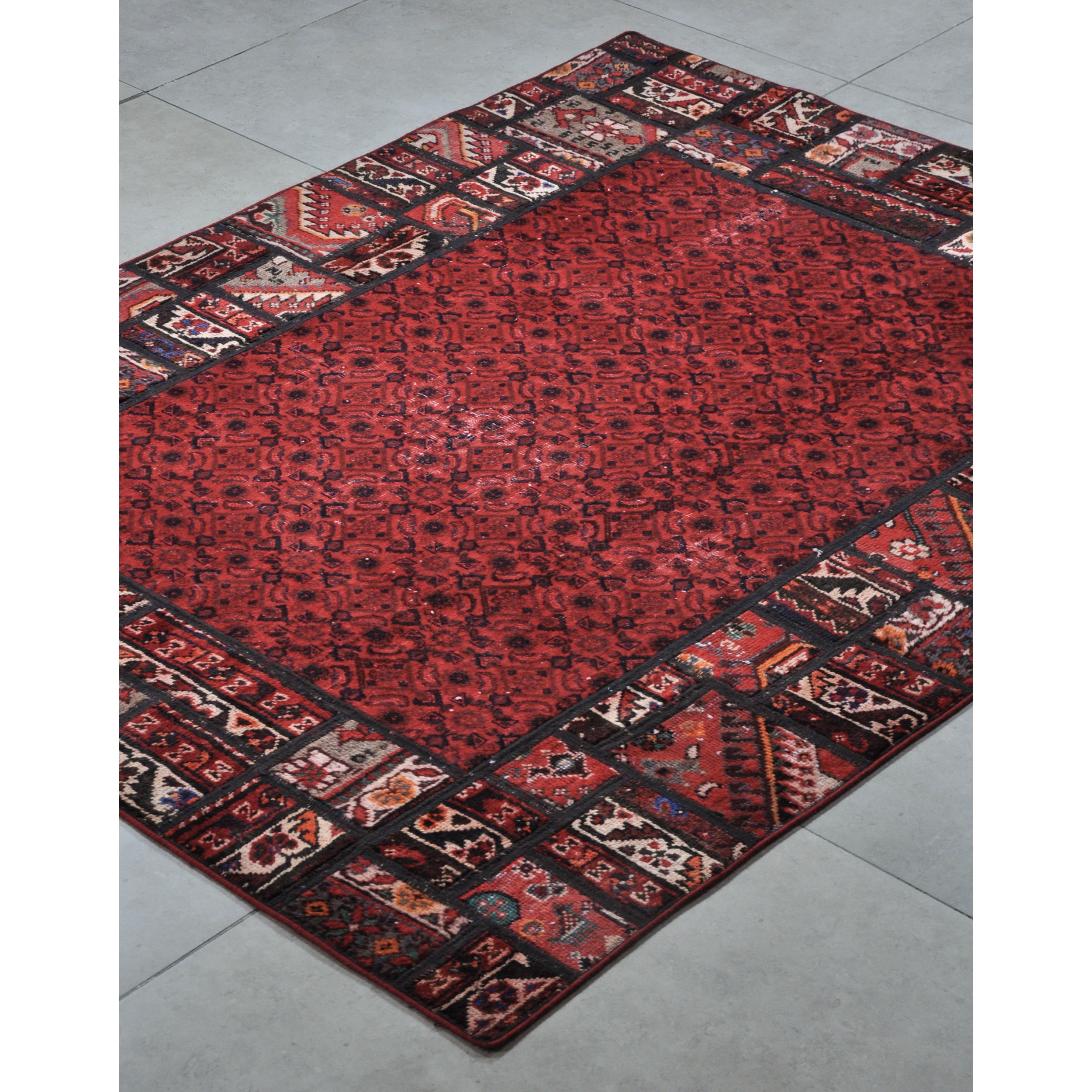 کلاژ فرش دستبافت سه متری امیرخیز مدل تکه دوزی کد 110044