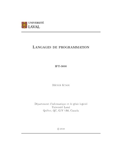 خرید و دانلود نسخه کامل کتاب Langages de programmation [IFT-3000]