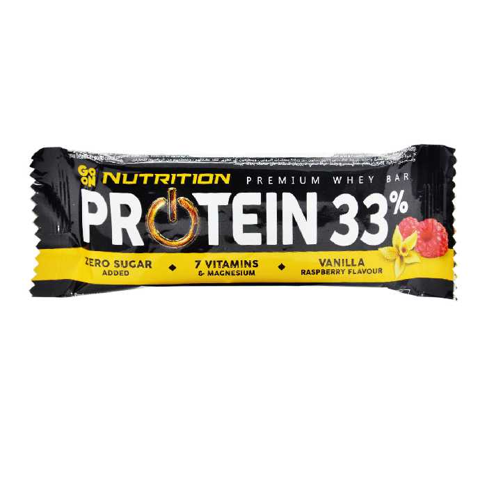 شکلات پروتئین بار 7 ویتامین وانیل و تمشک بدون شکر گوآن - go on