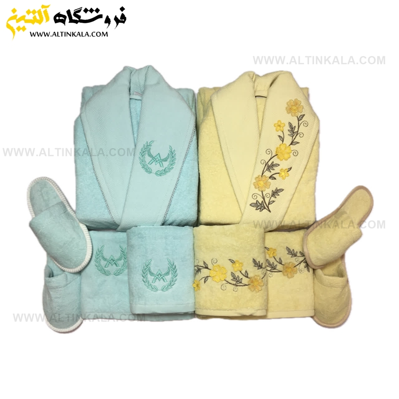 سرویس حوله عروس و داماد 10تکه یقه ابریشم برند MARIBOR