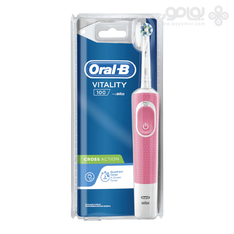 مسواک برقی اورال بی VITALITY 100 مدل کراس اکشن رنگ صورتی