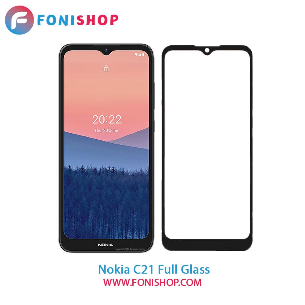 گلس محافظ صفحه نمایش فول تمام صفحه نوکیا Nokia C21