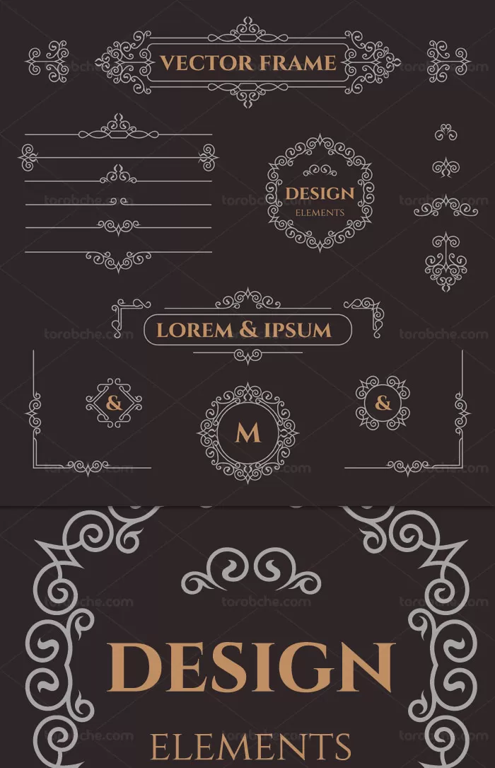 وکتور المان های قاب و حاشیه لاکچری دکوریتیو | گرافیک با طعم تربچه