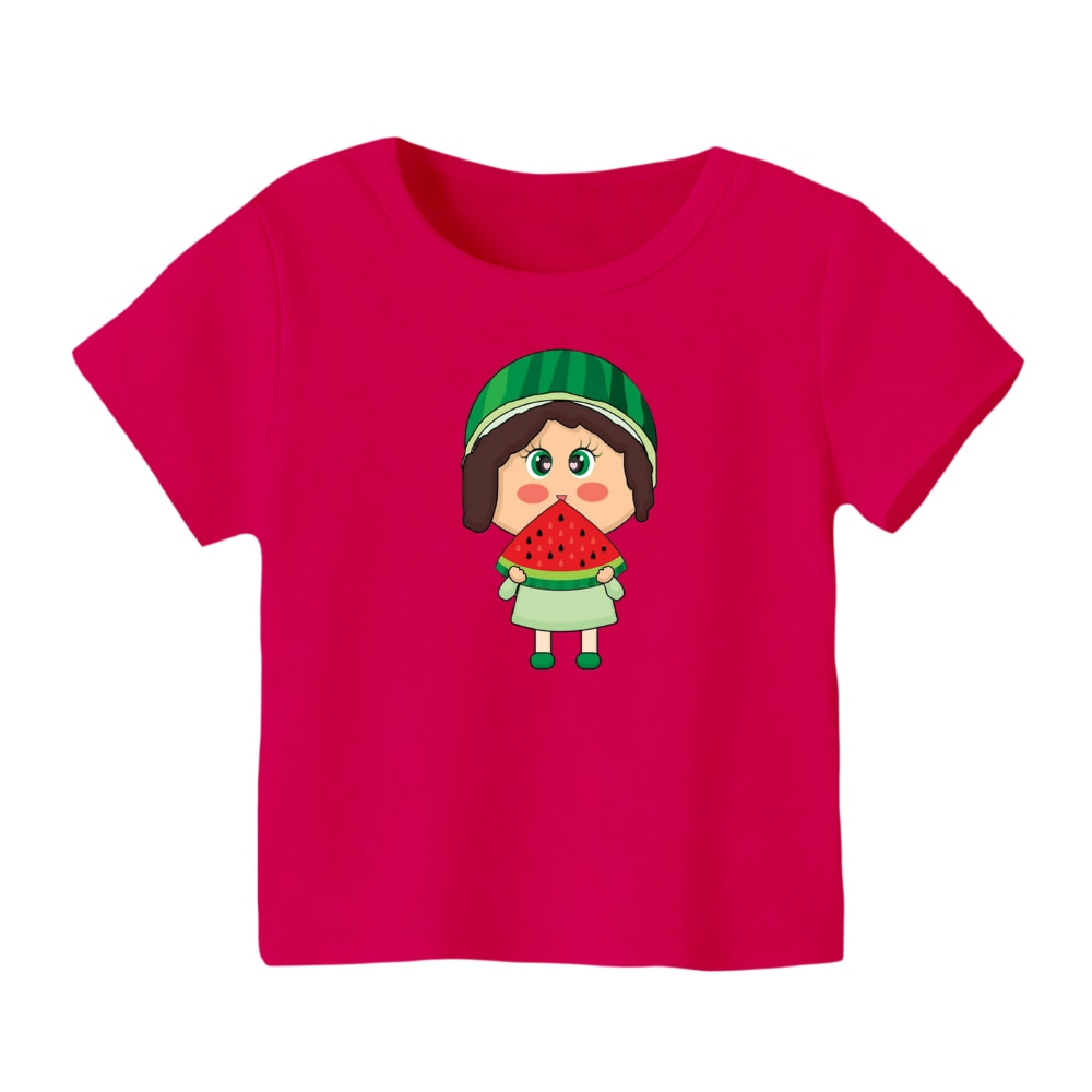 تی شرت آستین کوتاه بچگانه مدل دخترک یلدایی کد  9 رنگ سرخابی