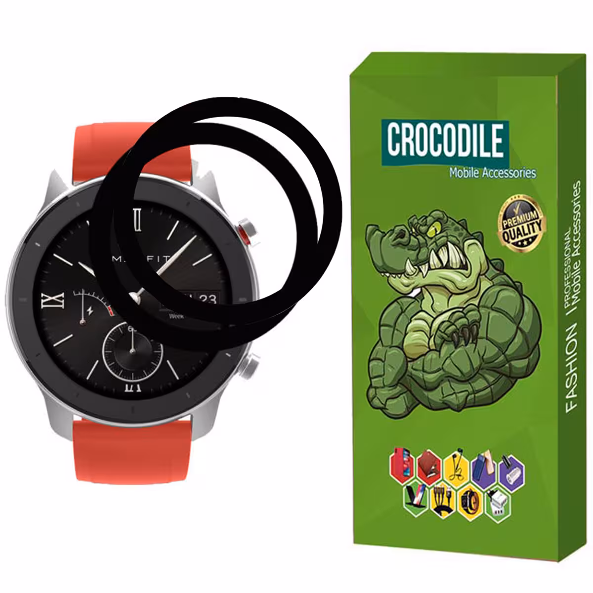 محافظ صفحه نمایش کروکودیل مدل C-PWM مناسب برای ساعت هوشمند امیزفیت GTR 42mm  بسته 2 عددی