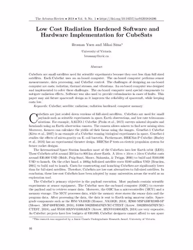 خرید و دانلود نسخه کامل کتاب Low Cost Radiation Hardened Software and Hardware Implementation for CubeSats