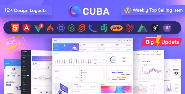 دانلود قالب داشبورد مدیریتی Cuba