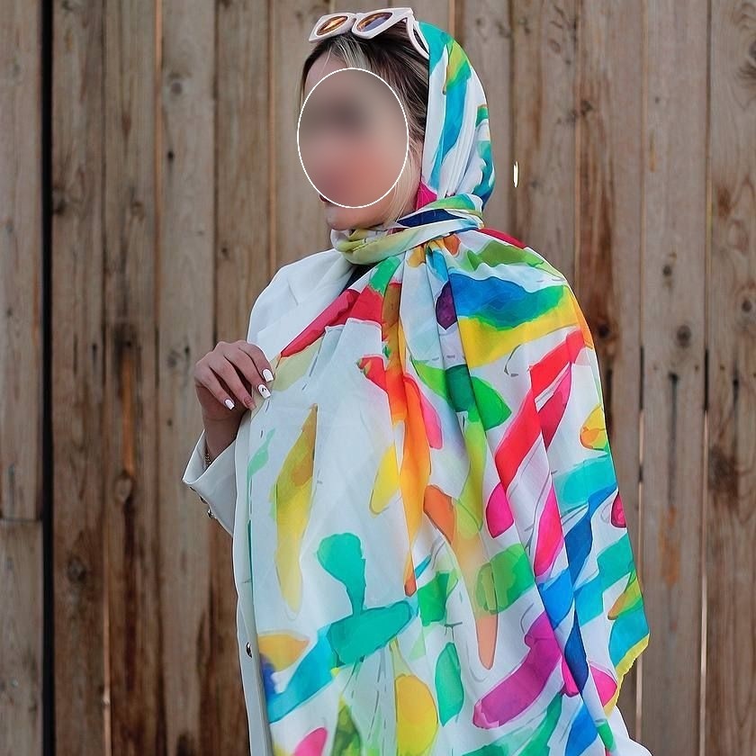 روسری نخی و روزمره طرح آبرنگی مخصوص تابستان کد 34