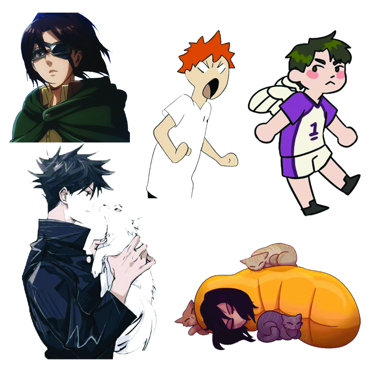 استیکر لپ تاپ طرح انیمه کد 5103 مجموعه 5 عددی