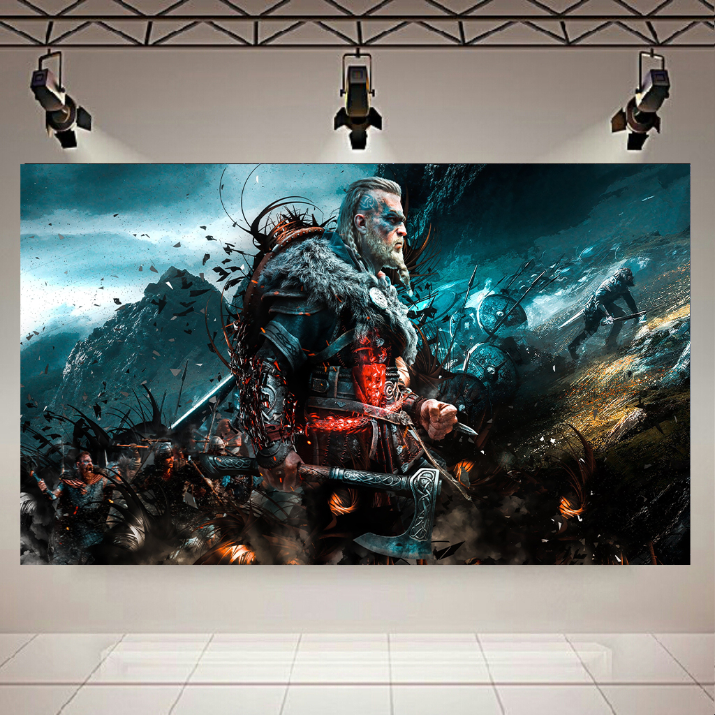 تابلو بوم طرح گیم مدل Assassins Creed Valhalla کد AR2439