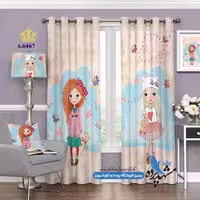 پرده پانچ دخترانه طرح دختر و عروسک کد s-6467