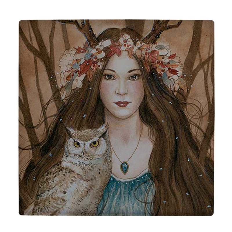 کاشی طرح بانو و جغد مدل لوحی BDT146