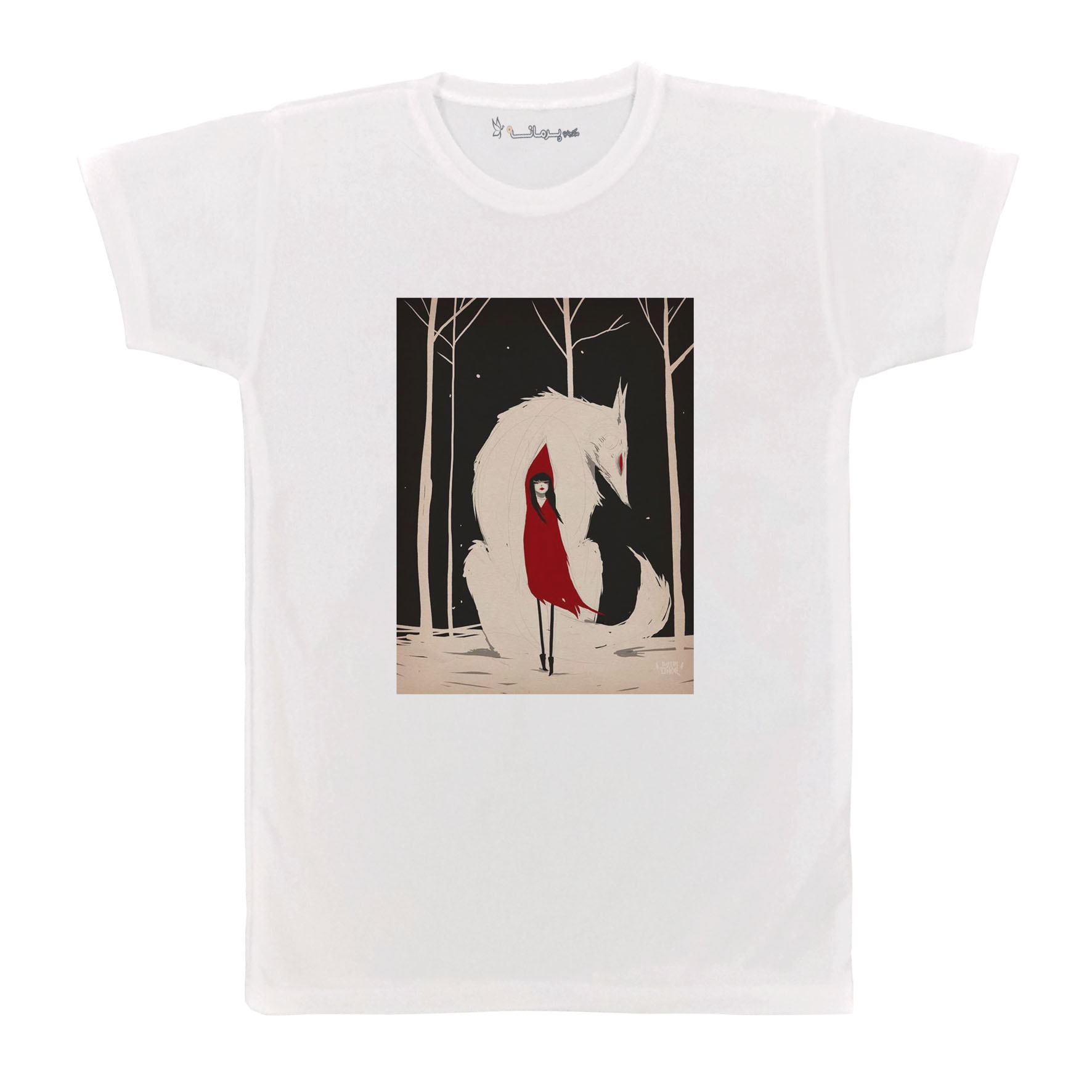 تی شرت آستین کوتاه بچگانه پرمانه طرح شنل قرمزی کد pmt.6258