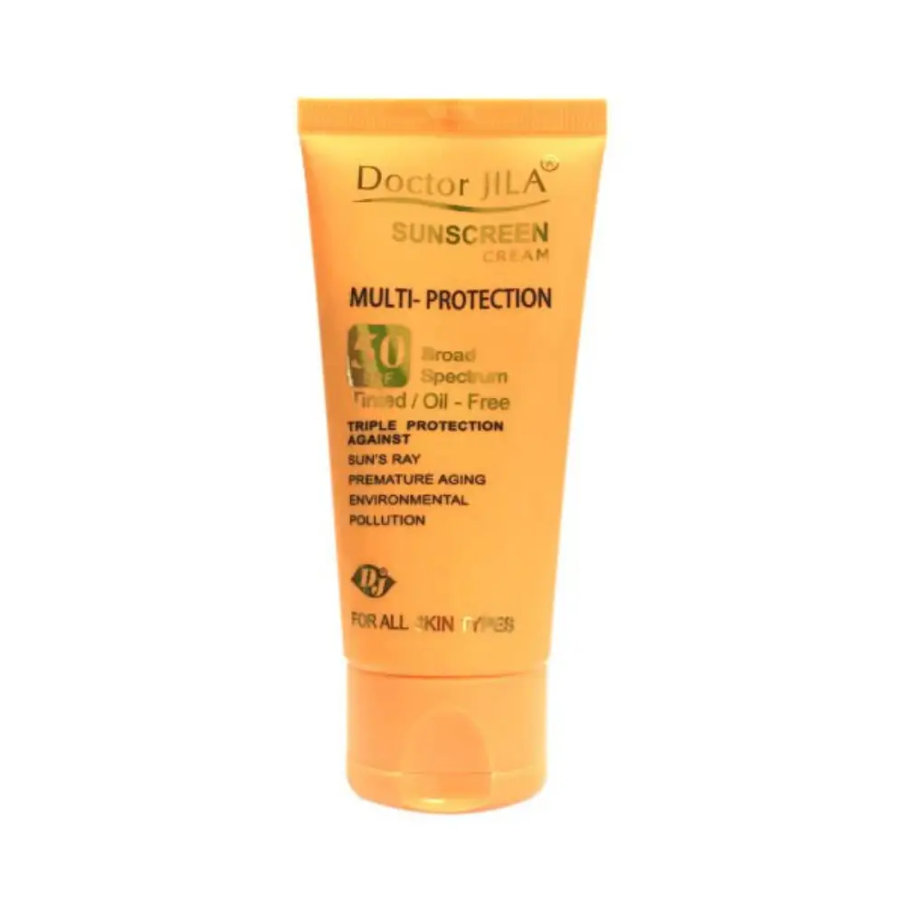 کرم ضد آفتاب فاقدچربی مولتی پروتکشن Spf50 دکتر ژیلا 50 گرمی