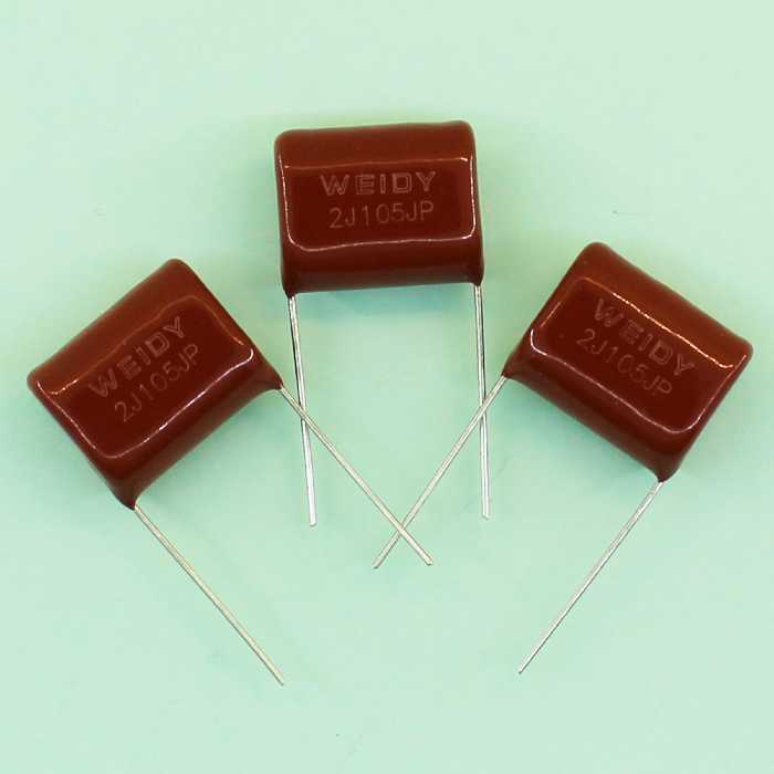 خازن پلی استر 1 میکرو فاراد 630 ولت ویدی کد 01 بسته 200 عددی