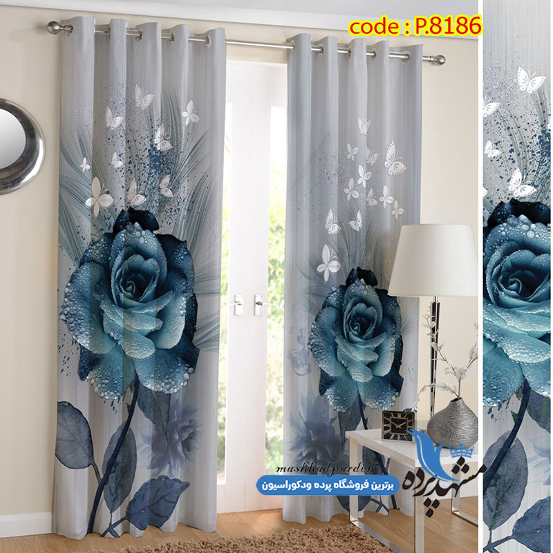 پرده پانچ گل طرح سه بعدی کد p-8186