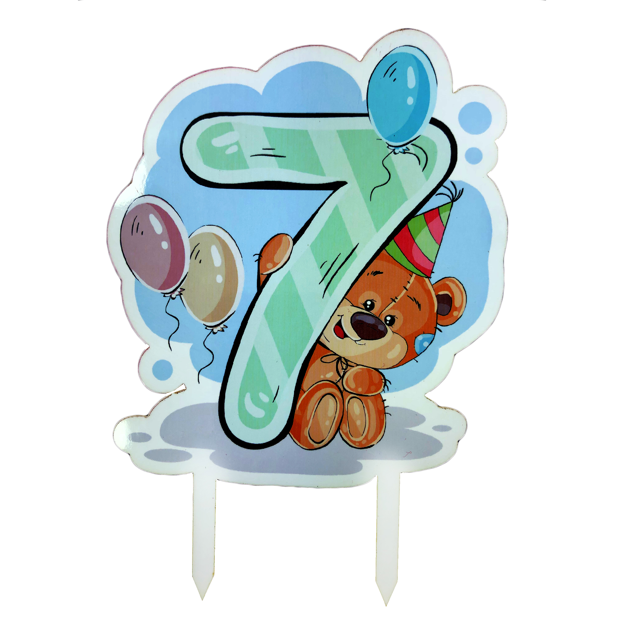 تاپر تزیین کیک مدل Seventh Birthday