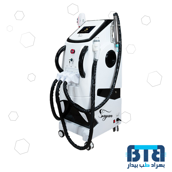 دستگاه لیزر اس اچ آر (SHR) فوق حرفه ای برند سایان با 3 طول موج آر اف + لیزر موهای زائد و پیکوشور ریمور تاتو نقطه زن