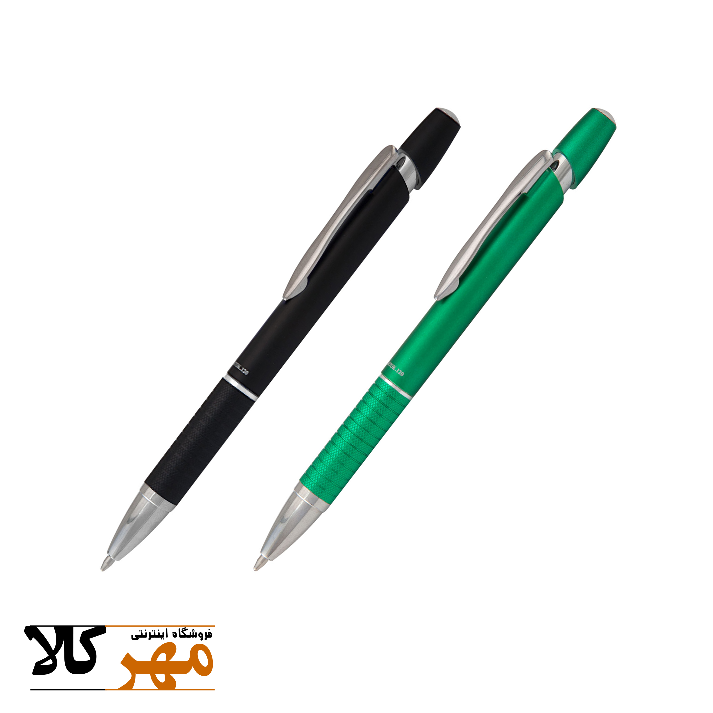 قلم خودکار تک رنگ مشکی و سبز مدل PORTOK 120