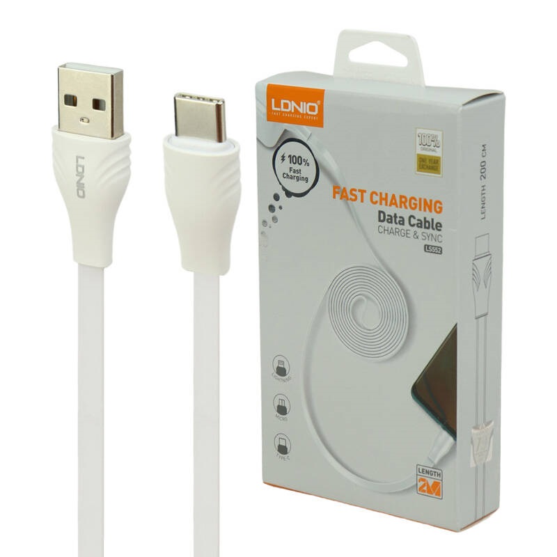 کابل تایپ سی فست شارژ Ldnio LS552 2.1A 2m