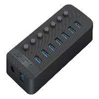 هاب یو اس بی 7 پورت همراه آداپتور اوریکو Orico CT2U3-7AB Multi-Port Hub With Individual Switches